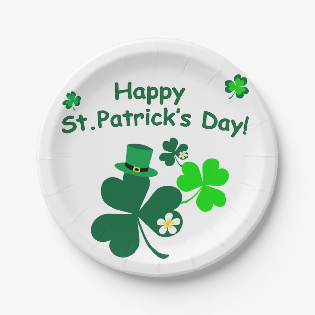 Happy St. Patrick's Day Paper Plates (Front)