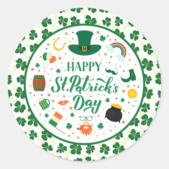 Happy St. Patrick's Day Party Classic Round Sticker (Front)