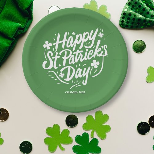 Happy St Patricks Day Party Custom Irish Shamrocks Paper Plates