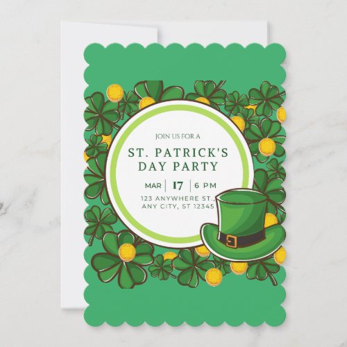 Happy St Patricks Day Party Leprechaun  Shamrocks Holiday Card