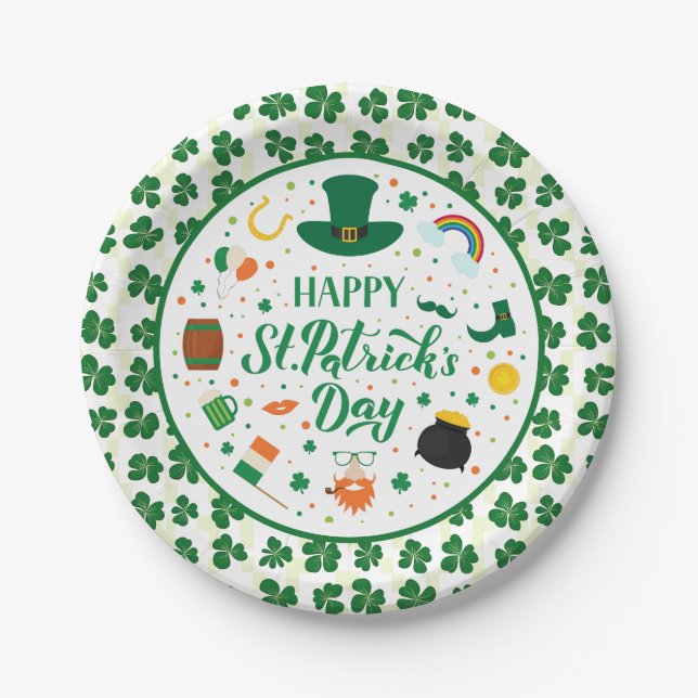 Happy St. Patrick's Day Party Paper Plates (Front)