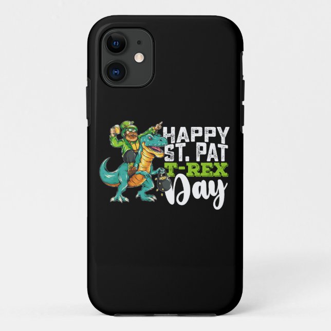Happy St Patrick's Day Pat T Rex Dinosaur Case-Mate iPhone Case (Back)