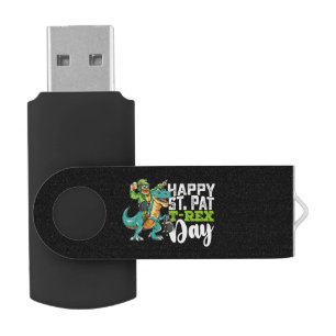 Happy St Patrick's Day Pat T Rex Dinosaur Flash Drive