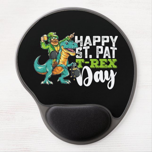 Happy St Patrick's Day Pat T Rex Dinosaur Gel Mouse Pad (Front)