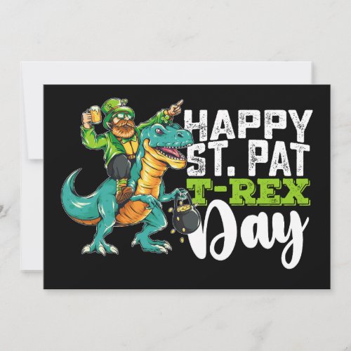 Happy St Patricks Day Pat T Rex Dinosaur Invitation