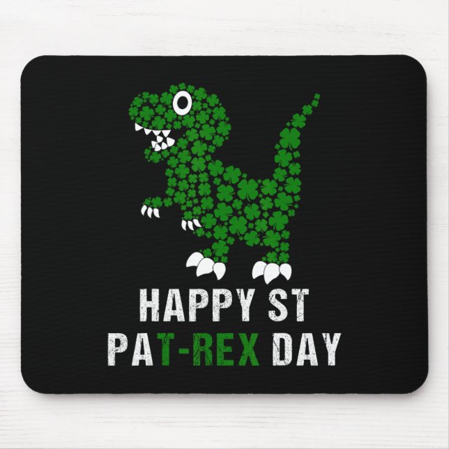 Happy St Patricks Day Patrex T-rex Dinosaur Funny  Mouse Pad (Front)