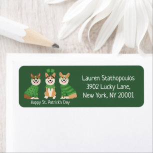 Happy St Patricks Day Pembroke Welsh Corgi Dogs Label