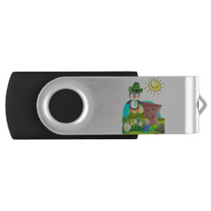 happy st. patrick's day penguin leprechaun flash drive