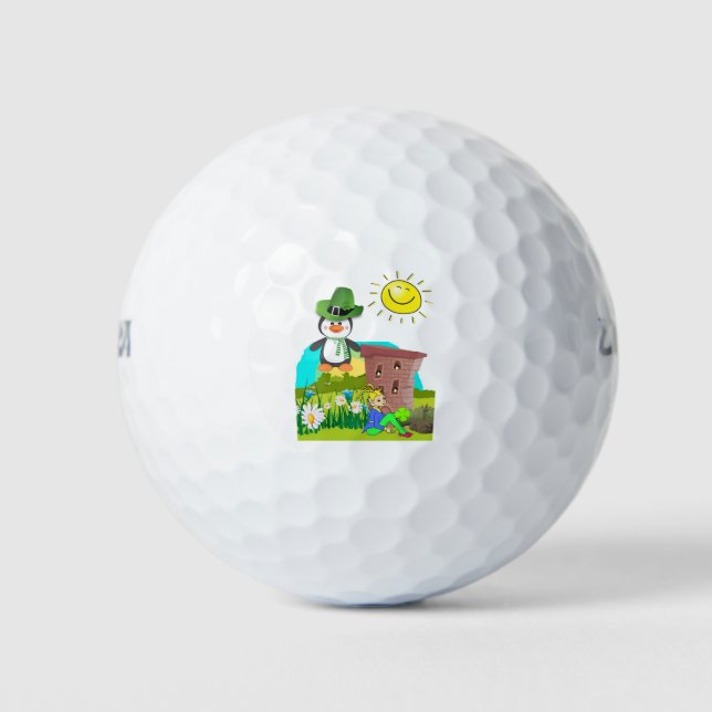 happy st. patrick's day penguin leprechaun golf balls (Front)