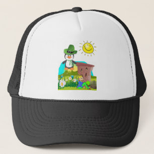 happy st. patrick's day penguin leprechaun trucker hat