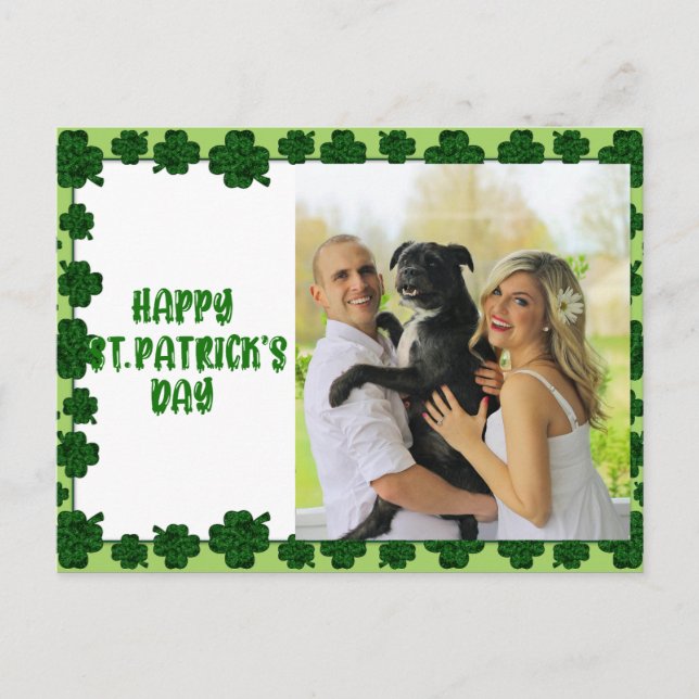 Happy St Patrick's Day Personalized Family Photo Holiday Postcard (Front)