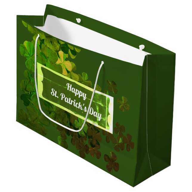 Happy St. Patrick's Day,personalized Large Gift Bag (Front Angled)