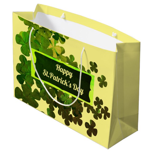 Happy St.Patrick's Day,personalized Large Gift Bag (Back Angled)