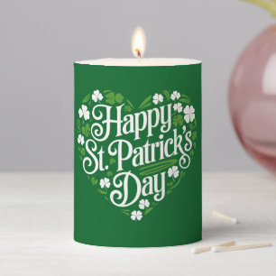 Happy St Patrick's Day Pillar Candle