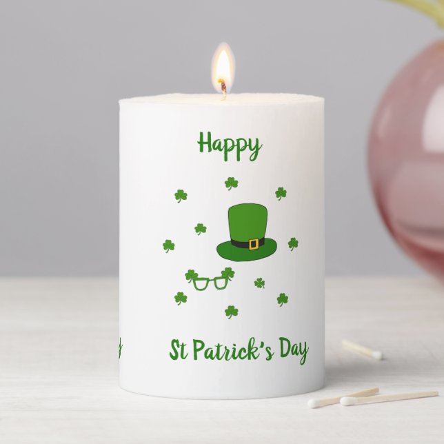 Happy St Patrick's Day     Pillar Candle (In Situ)