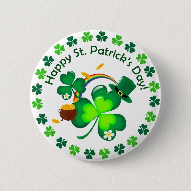 Happy St. Patrick's Day Pinback Button (Front)
