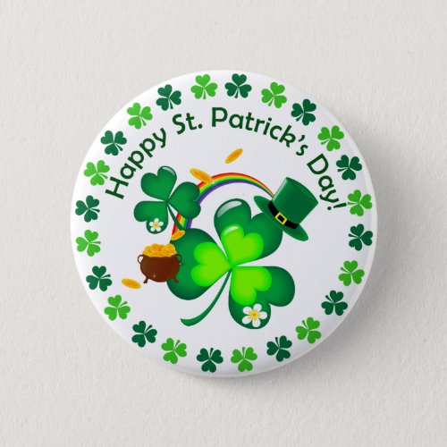 Happy St Patricks Day Pinback Button