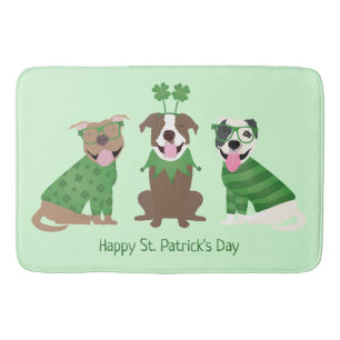 Happy St Patricks Day Pit Bull Dogs Bath Mat
