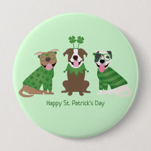 Happy St Patricks Day Pit Bull Dogs Button