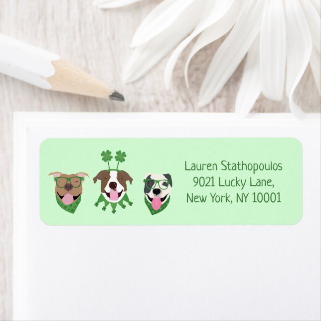 Happy St Patricks Day Pit Bull Dogs Label (Insitu)