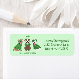 Happy St Patricks Day Pit Bull Dogs Label