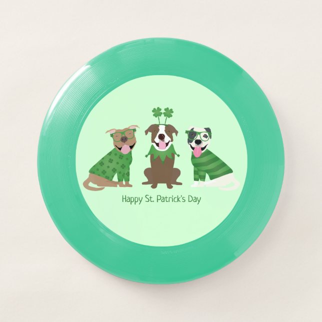 Happy St Patricks Day Pit Bull Dogs Wham-O Frisbee (Front)