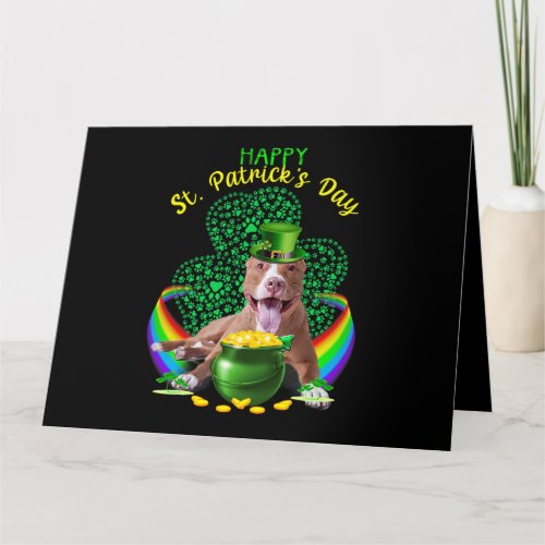 Happy St Patricks Day Pit Bull Leprechaun Hat Sham Card
