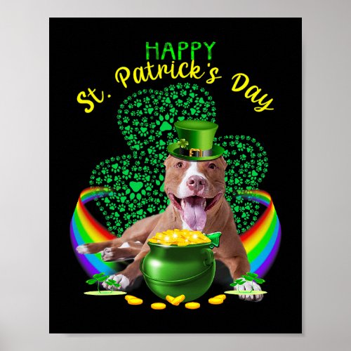 Happy St Patricks Day Pit Bull Leprechaun Hat Sham Poster