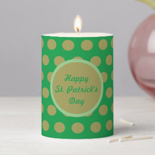 Happy St. Patrick's Day Polka Dot Pillar Candle