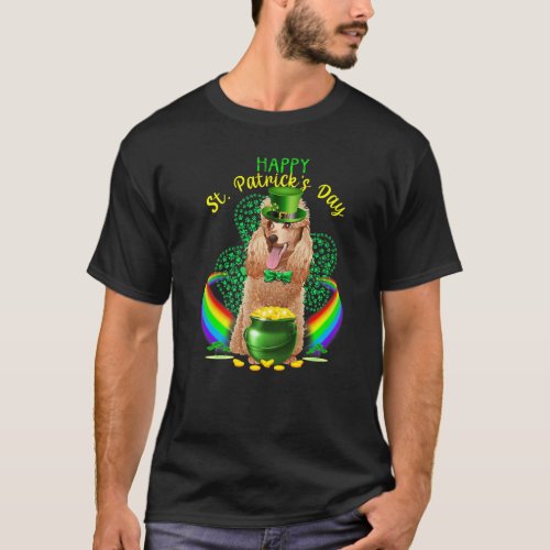 Happy St Patricks Day Poodle Leprechaun Hat Shamro T_Shirt