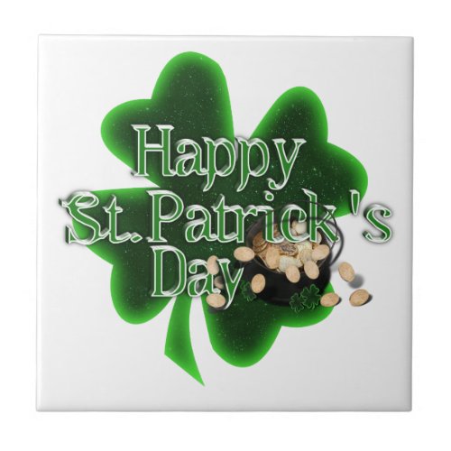 Happy St Patricks Day _ Pot Of Gold Ceramic Tile