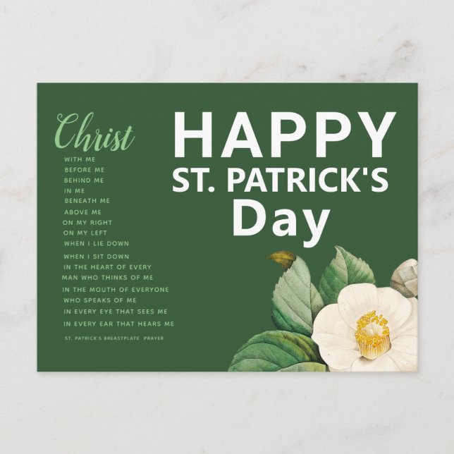 Happy St. Patrick's Day Prayer Postcard (Front)