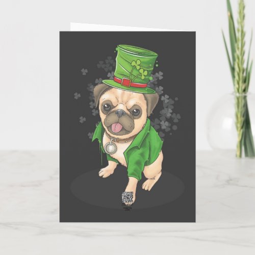 Happy St Patricks Day Pug dog greeting card