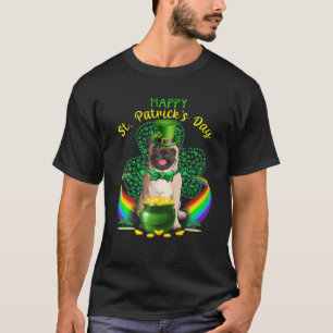 Happy St Patricks Day Pug Leprechaun Hat Shamrocks T-Shirt