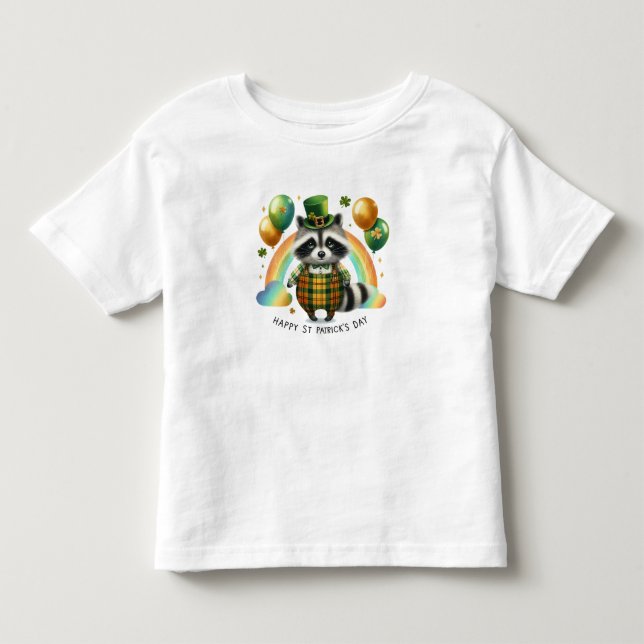 Happy St. Patrick's Day Raccoon Toddler T-shirt (Front)
