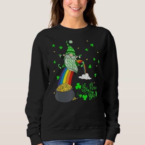 Happy St Patricks Day  Rainbow Gnome Lucky Shamroc Sweatshirt