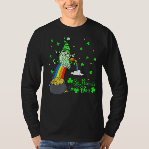 Happy St Patricks Day  Rainbow Gnome Lucky Shamroc T_Shirt