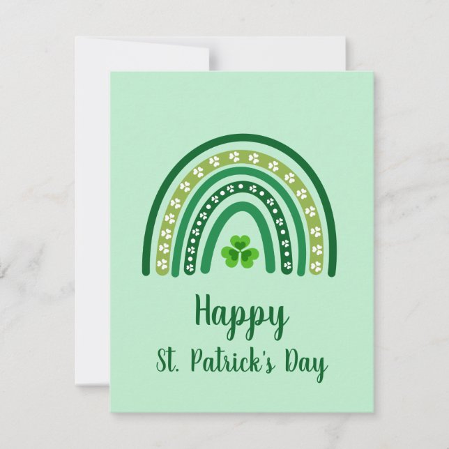 Happy St. Patrick's Day Rainbow Green  Holiday Card (Front)