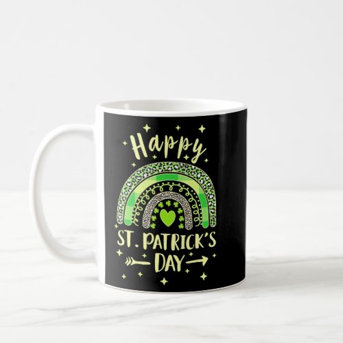 Happy St Patricks Day Rainbow Leopard Print Lucky Coffee Mug