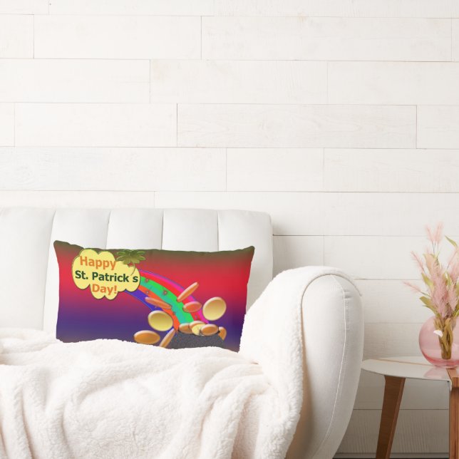Happy St. Patrick's Day Rainbow Lumbar Pillow (Couch)