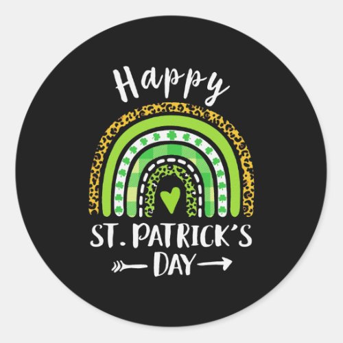 Happy St Patricks Day Rainbow Shamrock Irish Classic Round Sticker