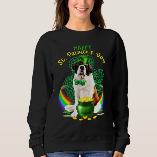 Happy St Patricks Day Saint Bernard Leprechaun Hat Sweatshirt