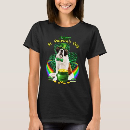 Happy St Patricks Day Saint Bernard Leprechaun Hat T_Shirt