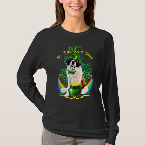 Happy St Patricks Day Saint Bernard Leprechaun Hat T_Shirt
