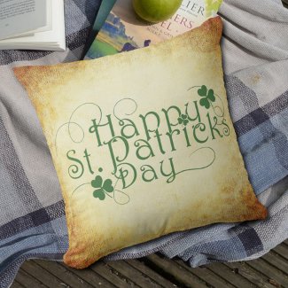 Happy St Patrick's Day Script Mottled Cream Brown