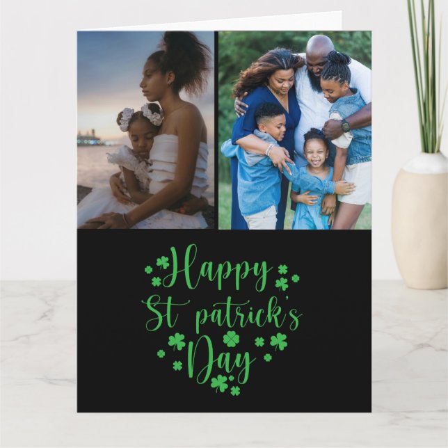 Happy St Patrick's Day Shamrock 2 Photo Card (Front)