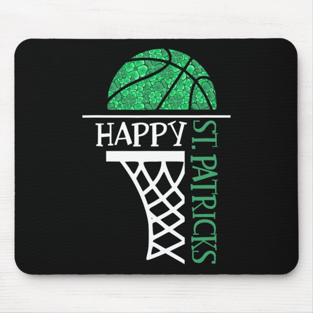 Happy St Patricks Day Shamrock basketball player n Mouse Pad (Front)