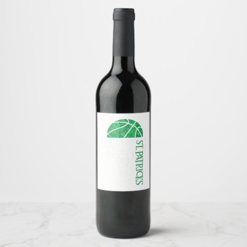 Happy St Patricks Day Shamrock basketball player n Wine Label