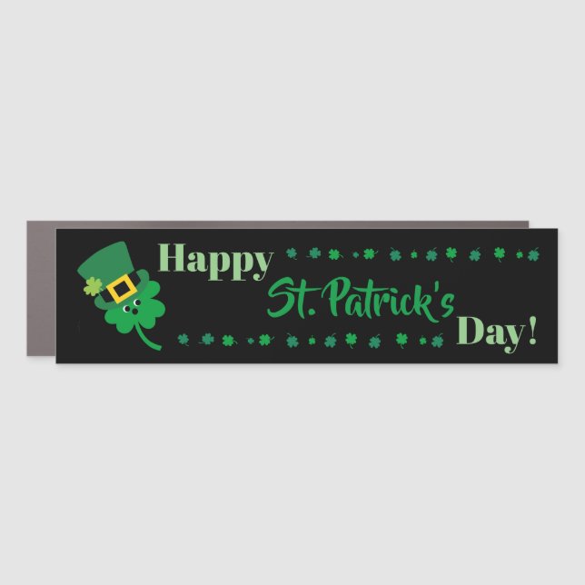 Happy St Patricks Day Shamrock Car Magnet (Front)