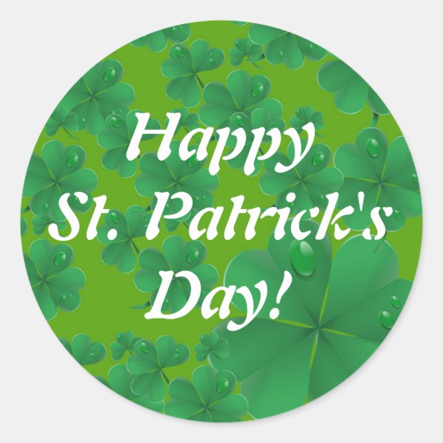 Happy St. Patrick's Day Shamrock Classic Round Sticker (Front)